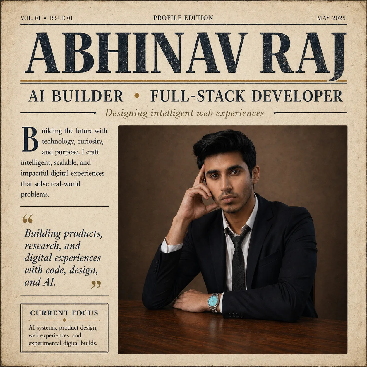 Editorial portrait of Abhinav Raj